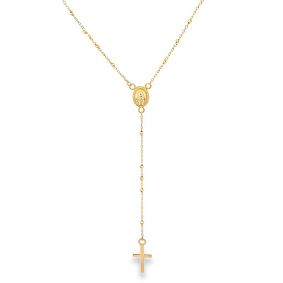 14K Yellow Gold 20 Inch Mini Rosary, Adjustable Length