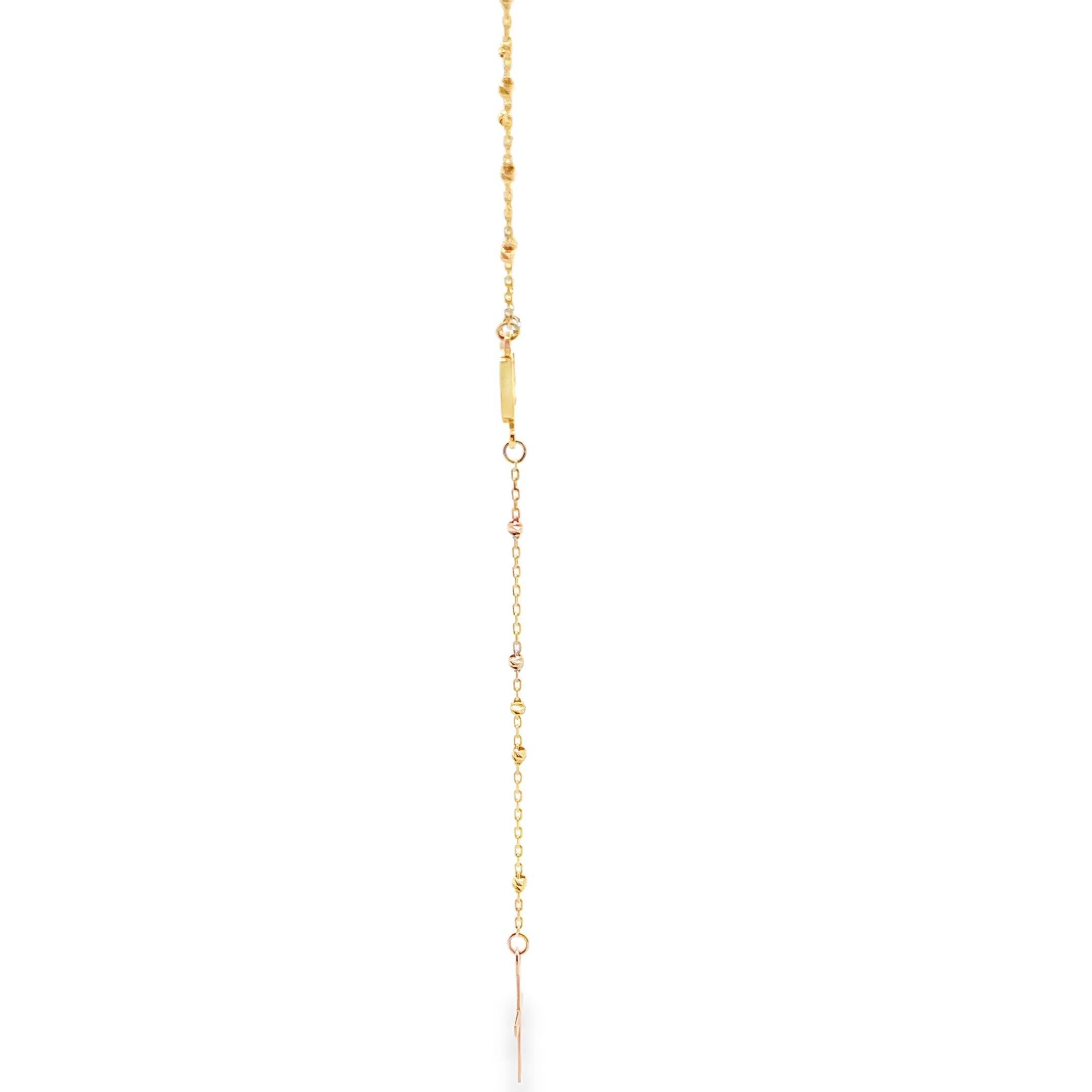 14K Yellow Gold 20 Inch Mini Rosary, Adjustable Length