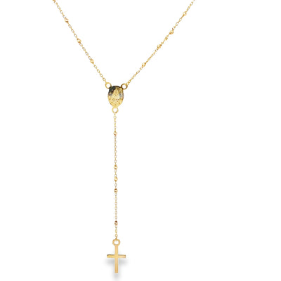 14K Yellow Gold 20 Inch Mini Rosary, Adjustable Length
