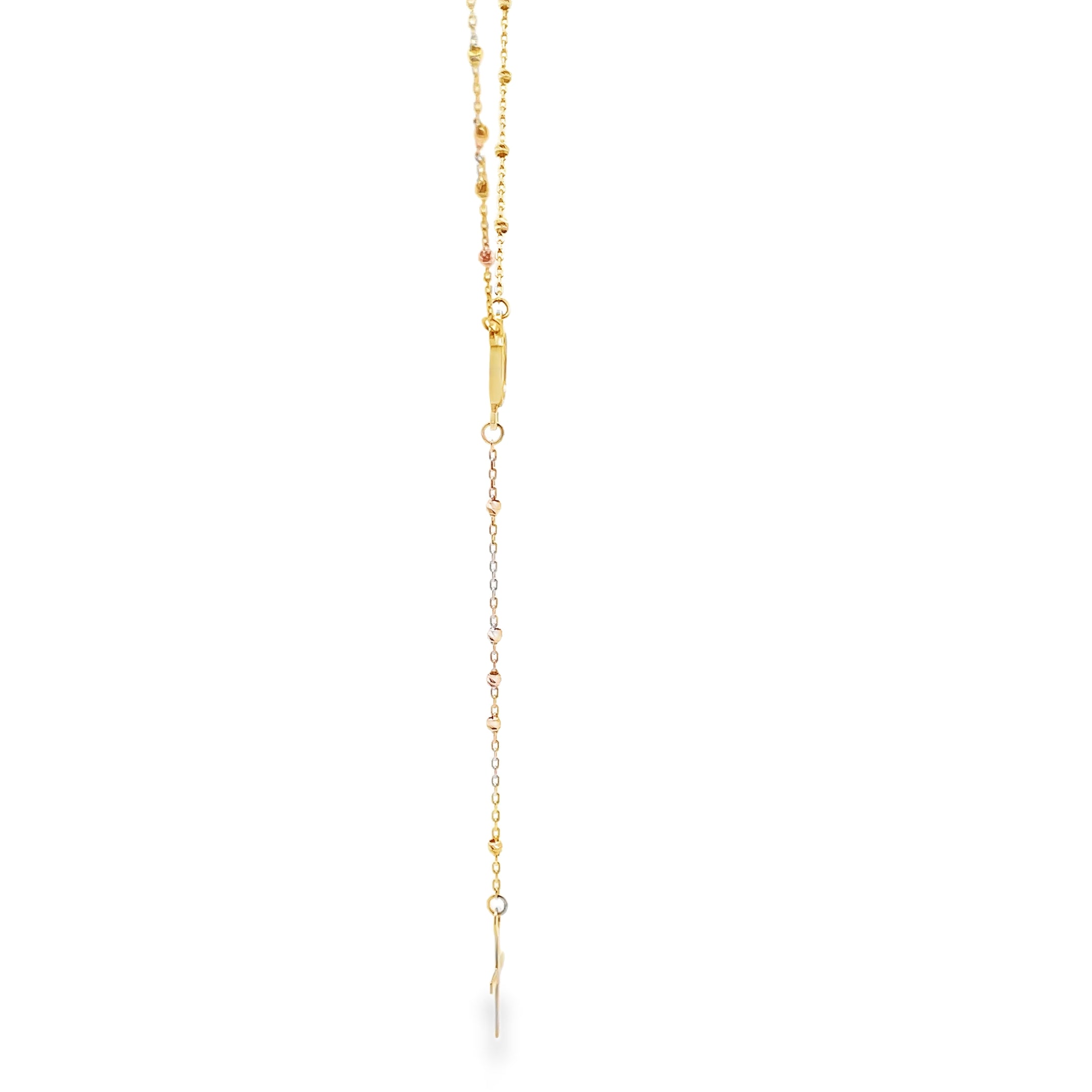 14K Yellow Gold 20 Inch Mini Rosary, Adjustable Length