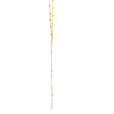 14K Yellow Gold 20 Inch Mini Rosary, Adjustable Length