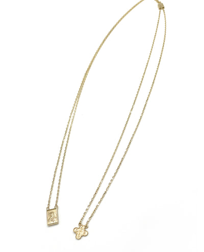 14K Yellow Gold Mini Scapular Necklace 29 to 30 Inches Long