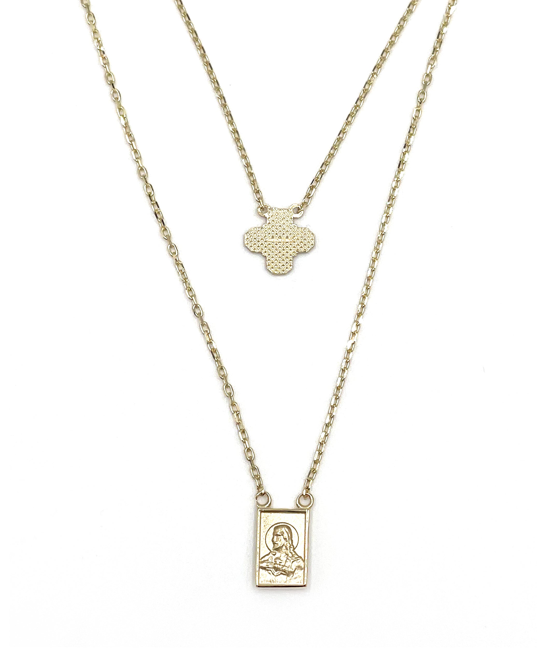 14K Yellow Gold Mini Scapular Necklace