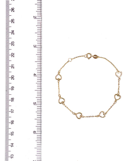14K Yellow Gold Bracelet with Open Hearts