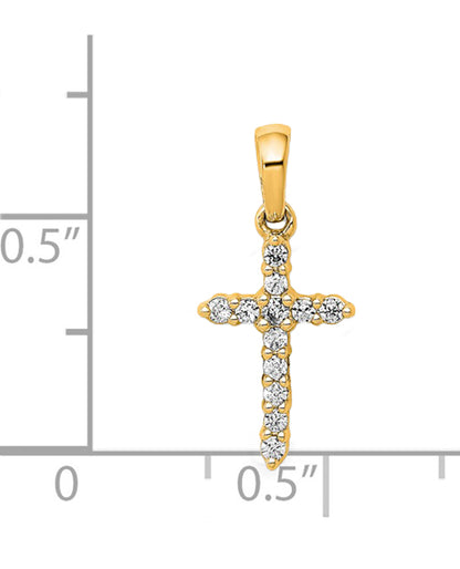 14K Yellow Gold Diamond Cross Pendant