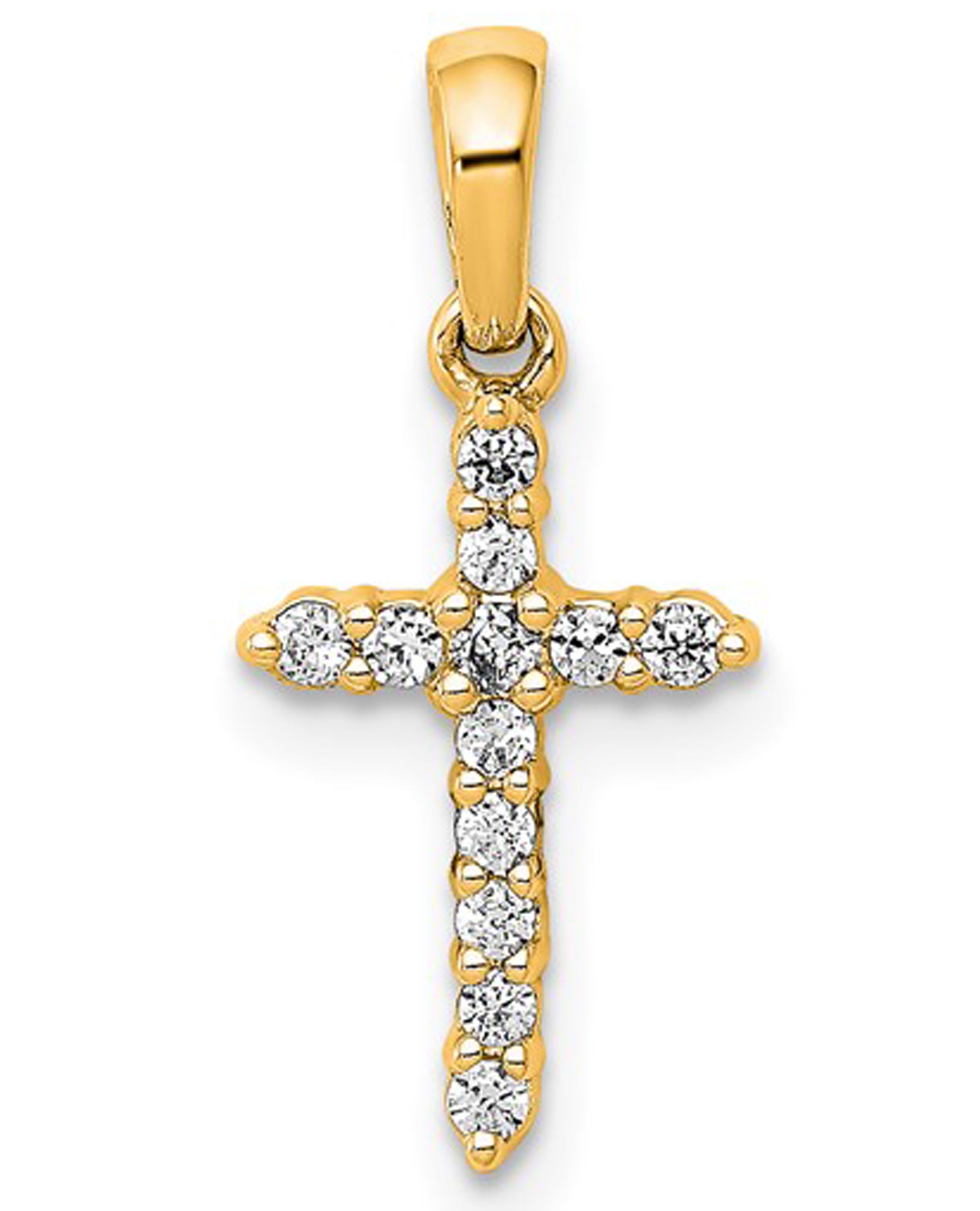 14K Yellow Gold Diamond Cross Pendant