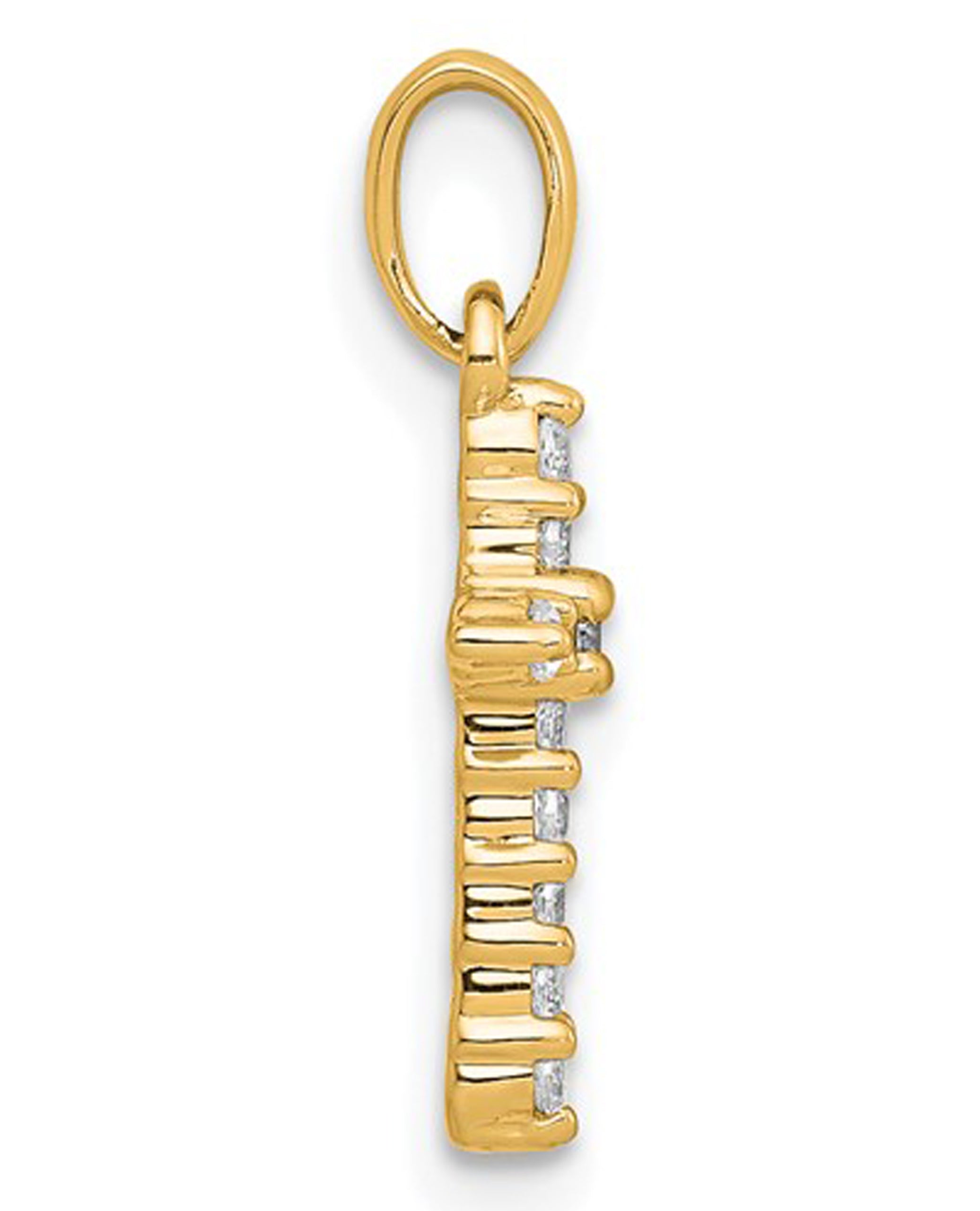 14K Yellow Gold Diamond Cross Pendant