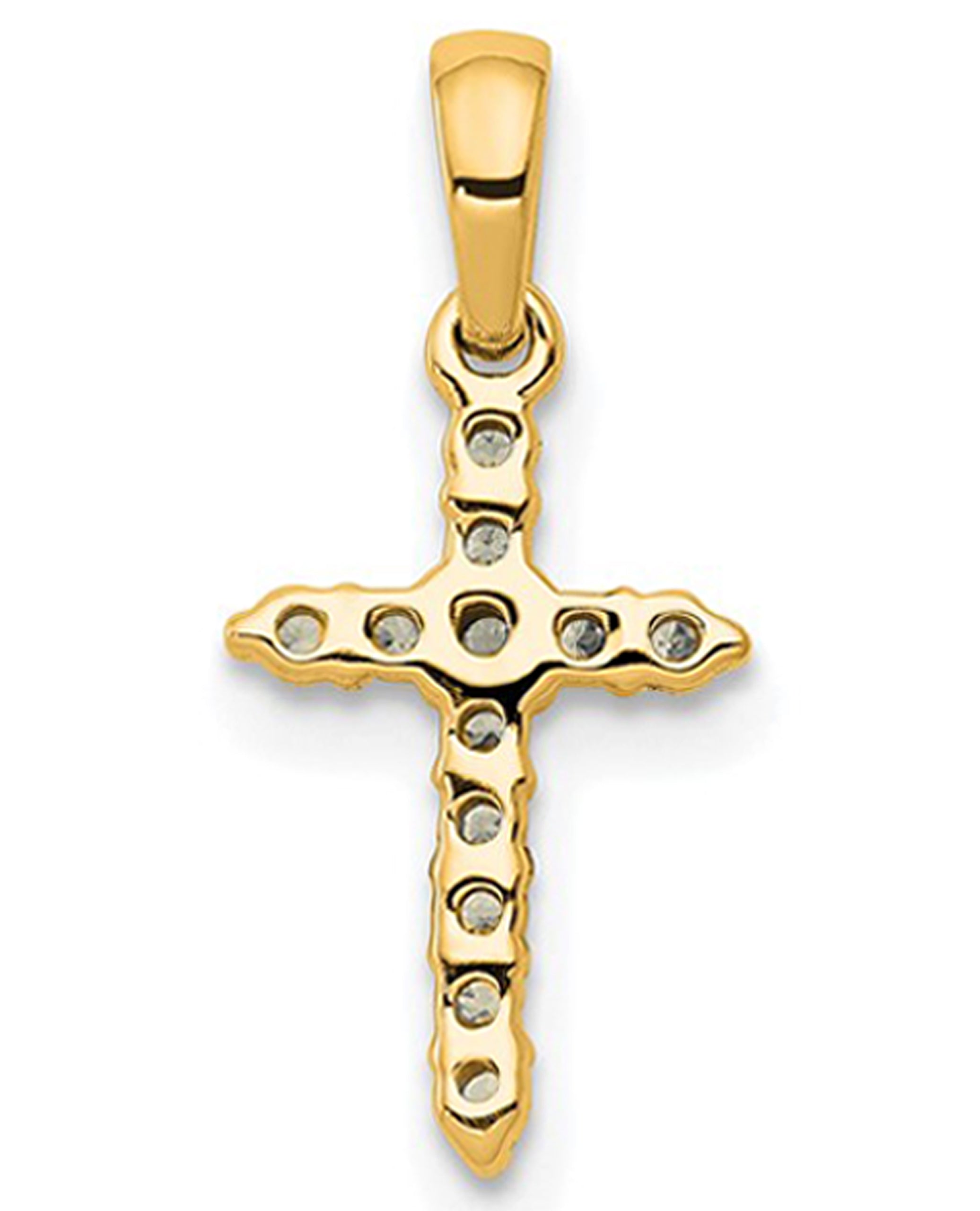 14K Yellow Gold Diamond Cross Pendant