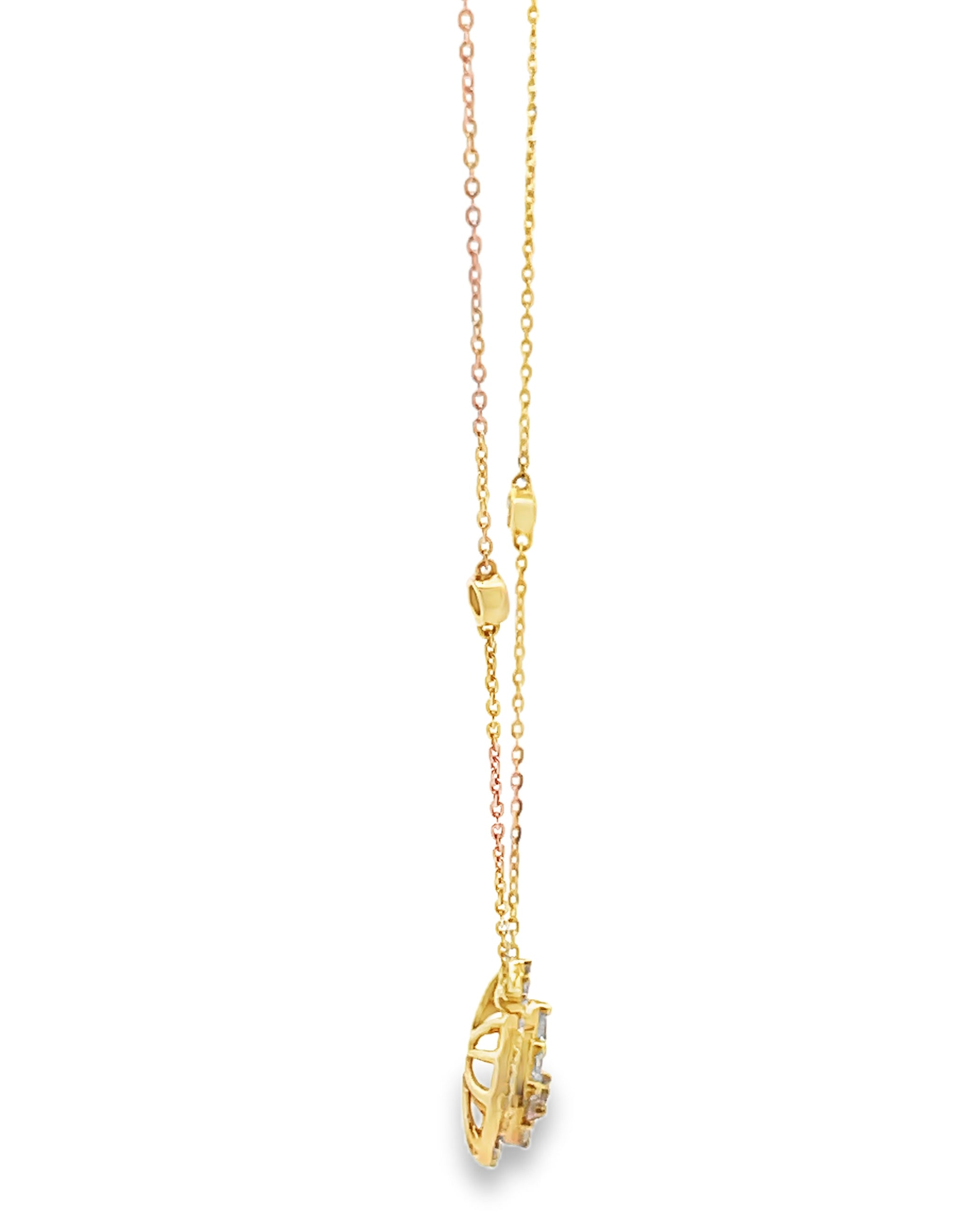 18K Yellow Gold Pear Shaped Necklace with Diamonds