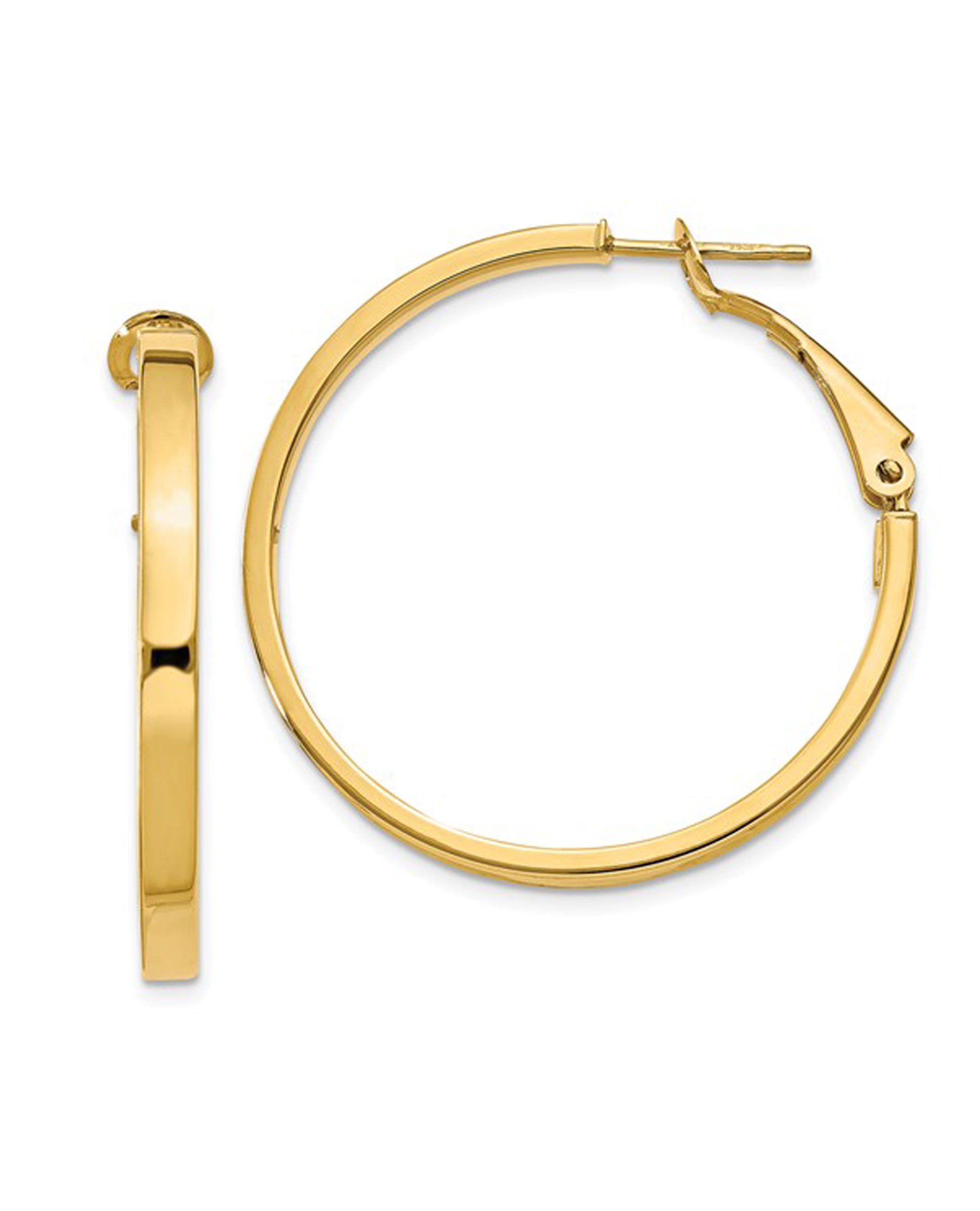 14K Yellow Gold Square Tube Round Hoop Earrings