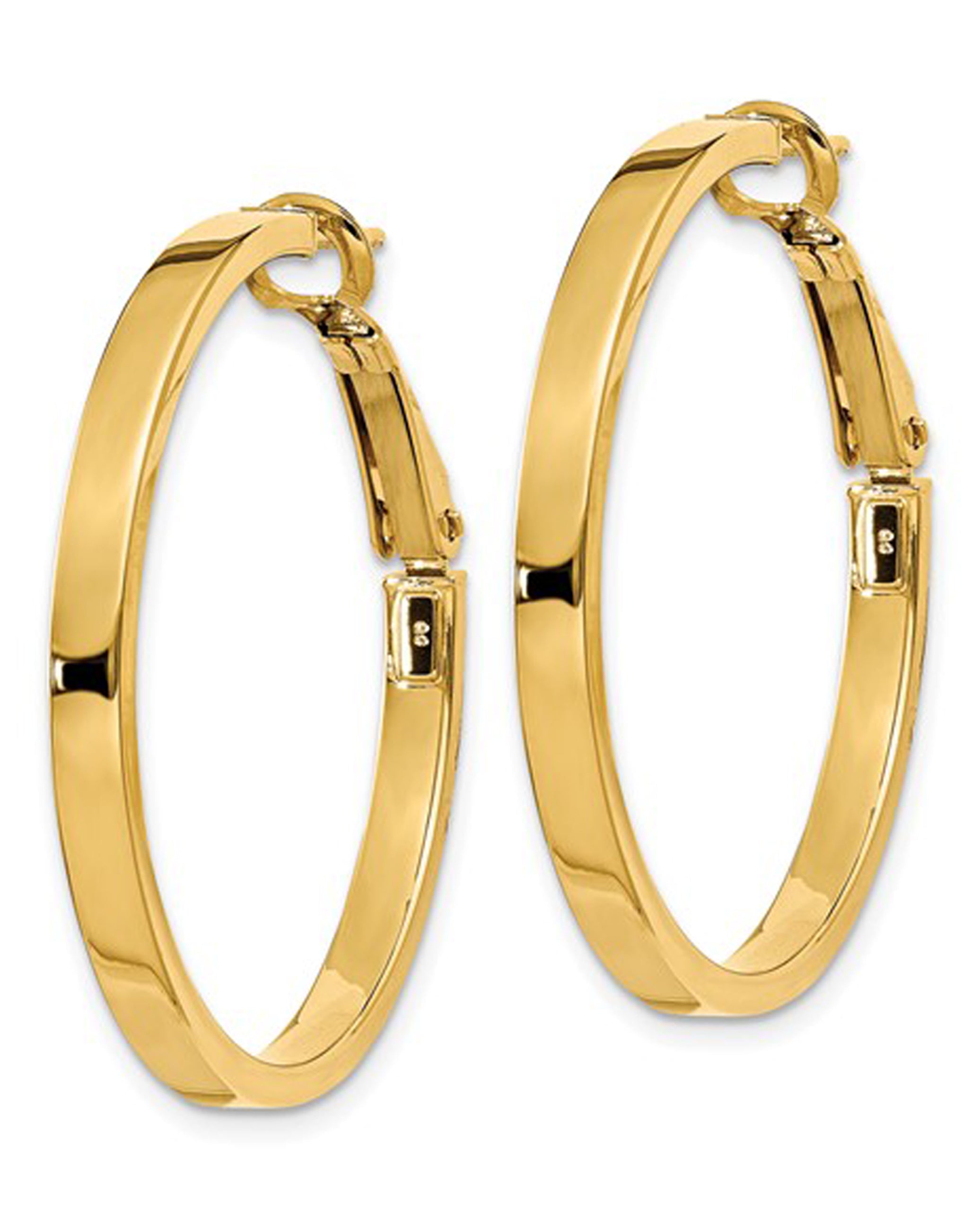 14K Yellow Gold Square Tube Round Hoop Earrings
