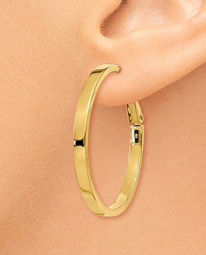 14K Yellow Gold Square Tube Round Hoop Earrings