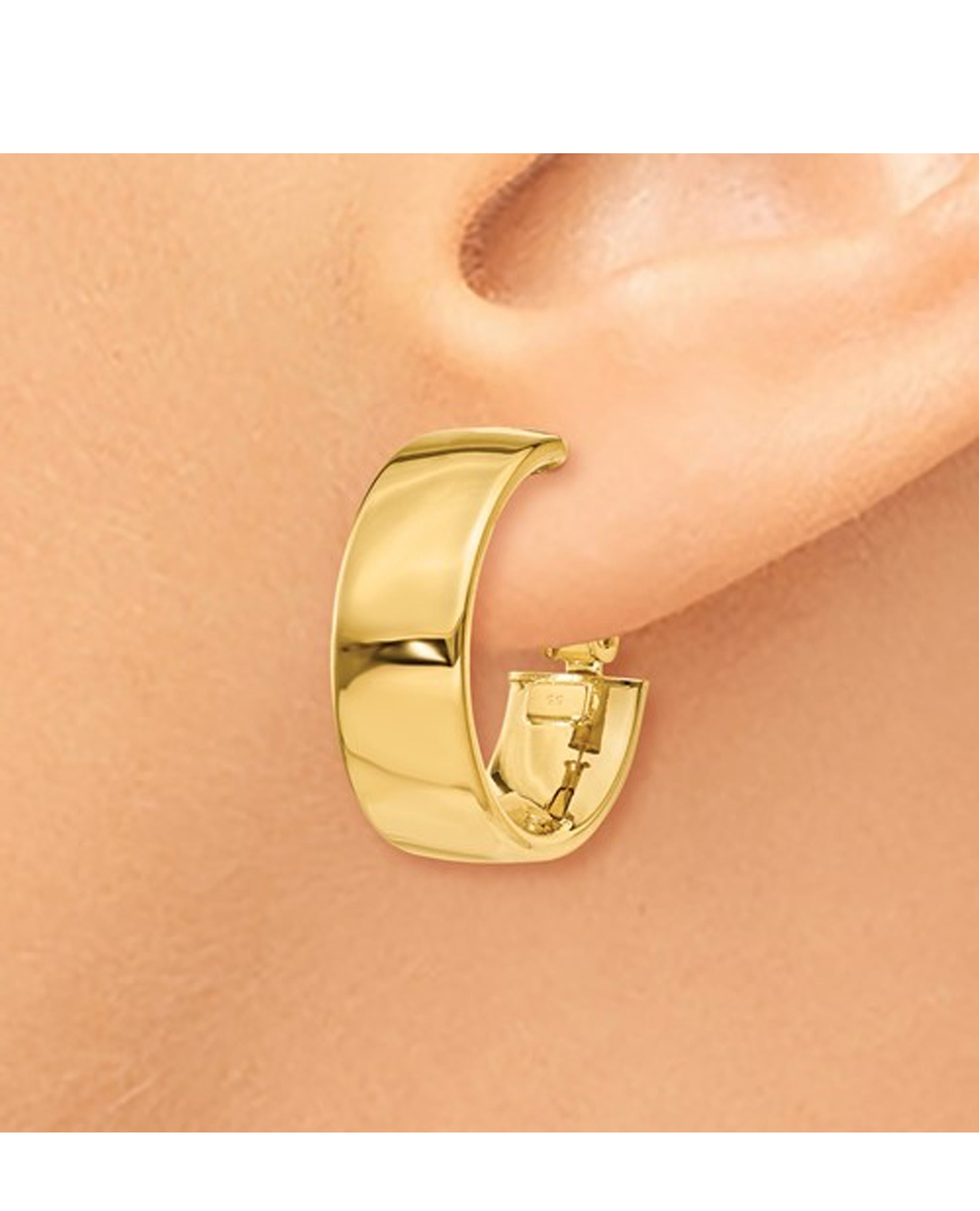 14K Yellow Gold 6.75mm Wide Hoop Earrings