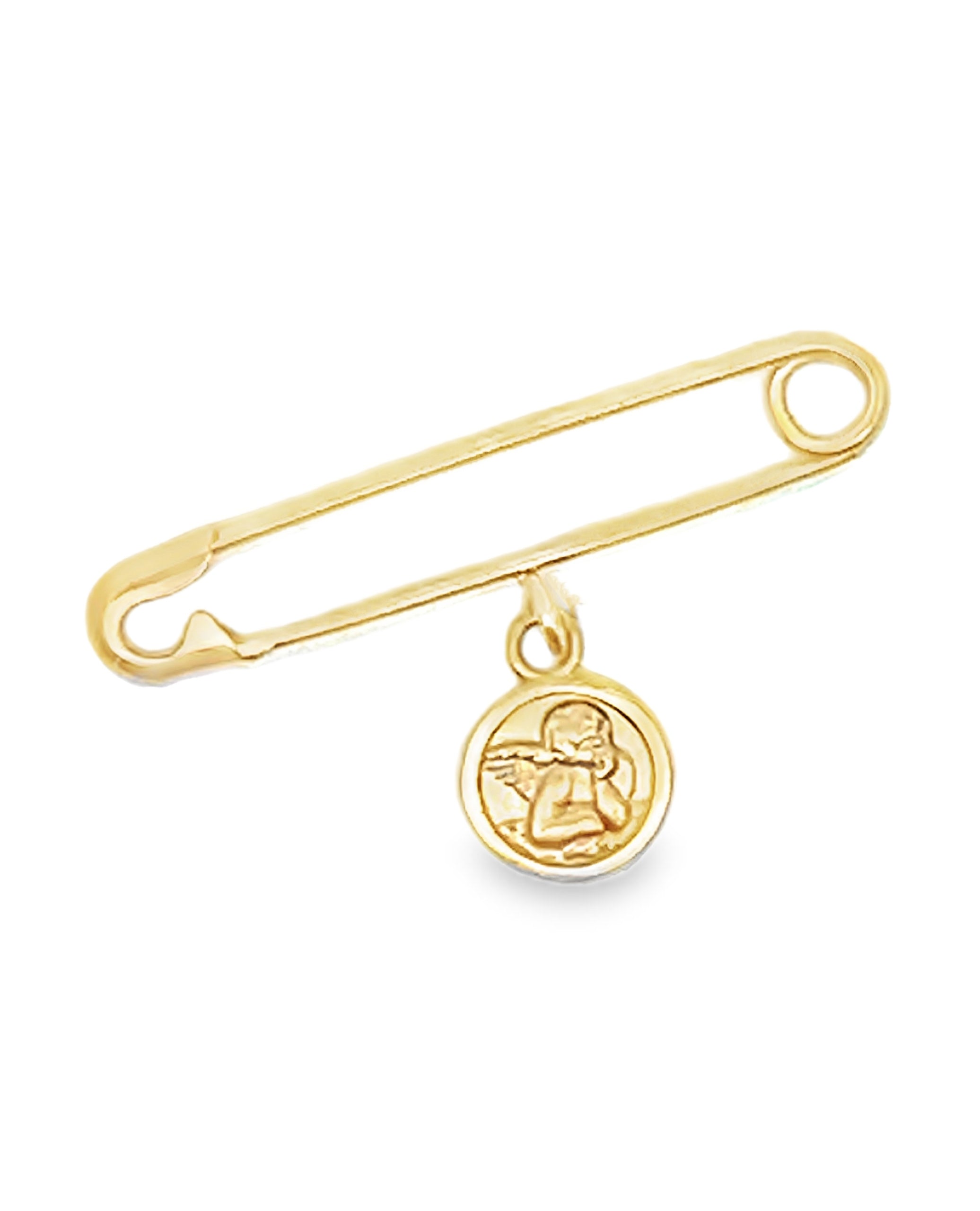 14K Yellow Gold Baby Pin with Mini Angel