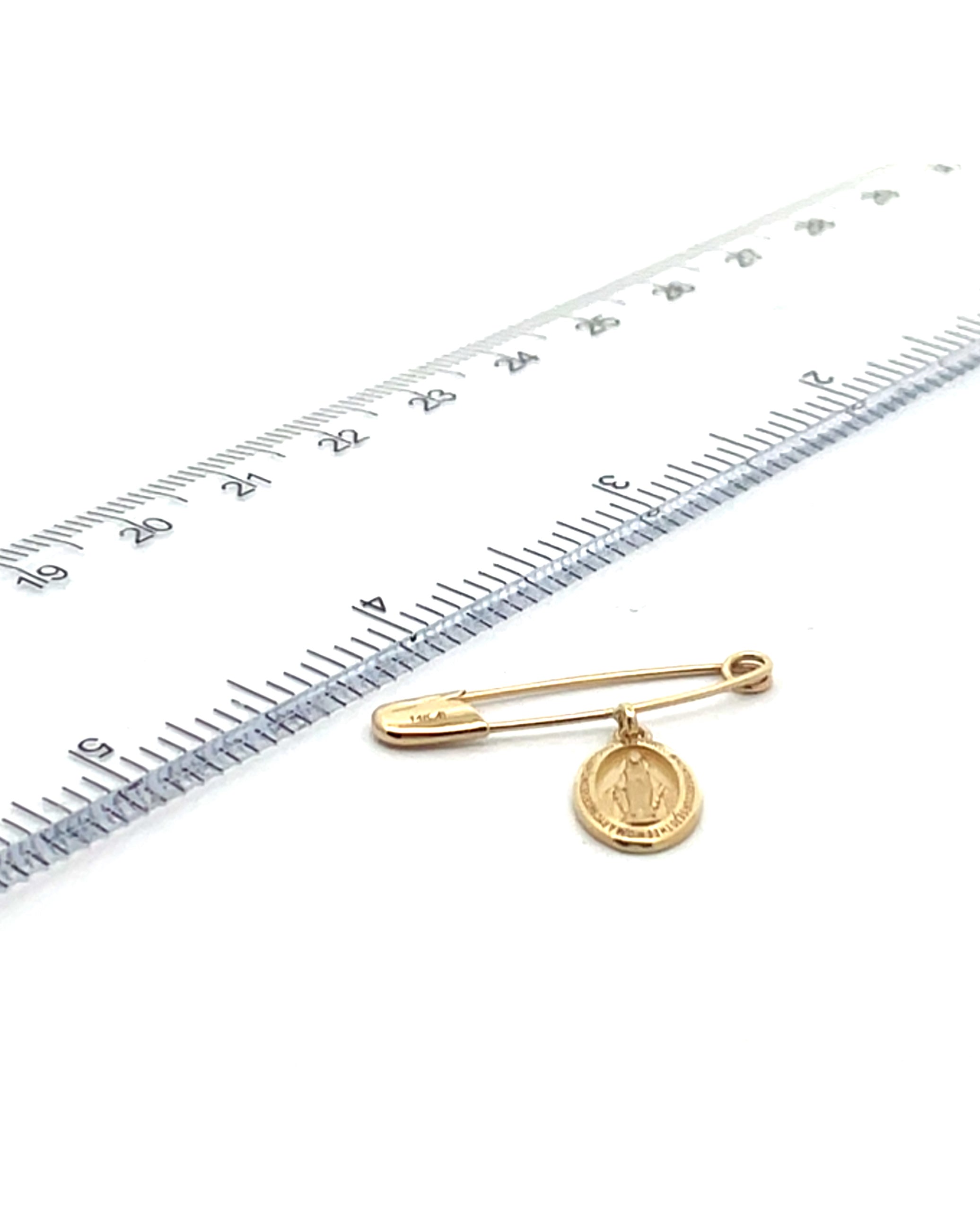 14K Yellow Gold Baby Pin with Miraculous Medal