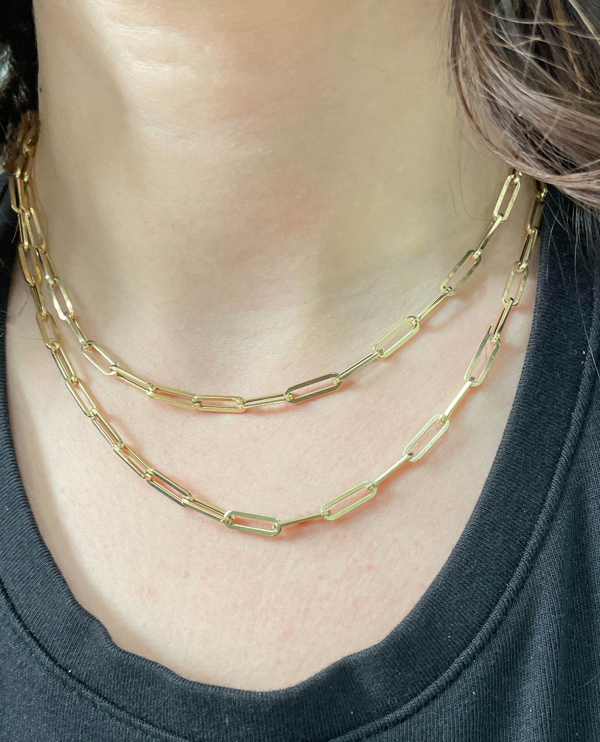 14K Yellow Gold 16" Paperclip Chain Necklace