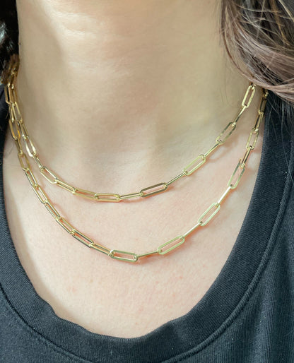 14K Yellow Gold 16" Paperclip Chain Necklace