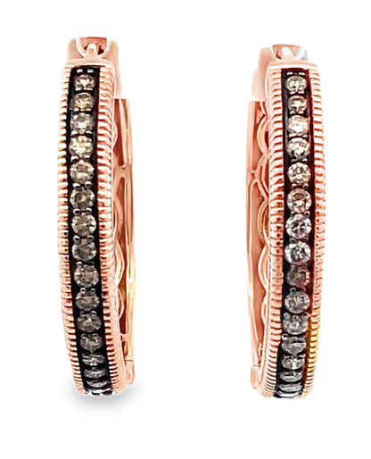 Pre-Owned 14K Rose Gold LeVian Diamond Hoop Earrings
