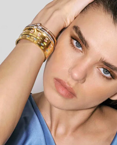 Nomination 029521/020 Pretty Bangles Central CZ and Pave White with Yellow Gold Finish