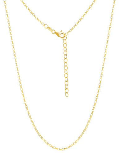 Sterling Silver Rolo Chain with Gold Plating with Adjustable Length 16 inches to 18 inches