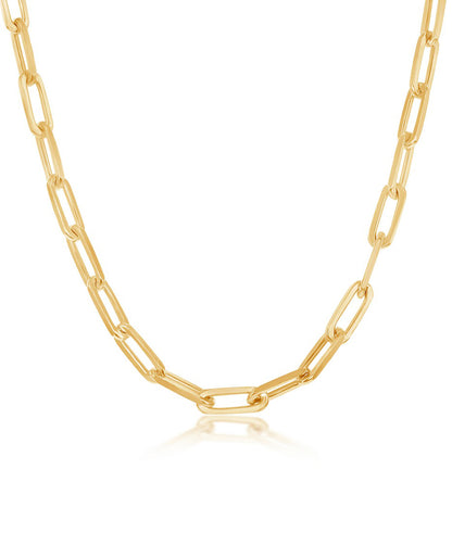 Sterling Silver 5.5mm Paperclip Chain Gold Plated- 18 inches
