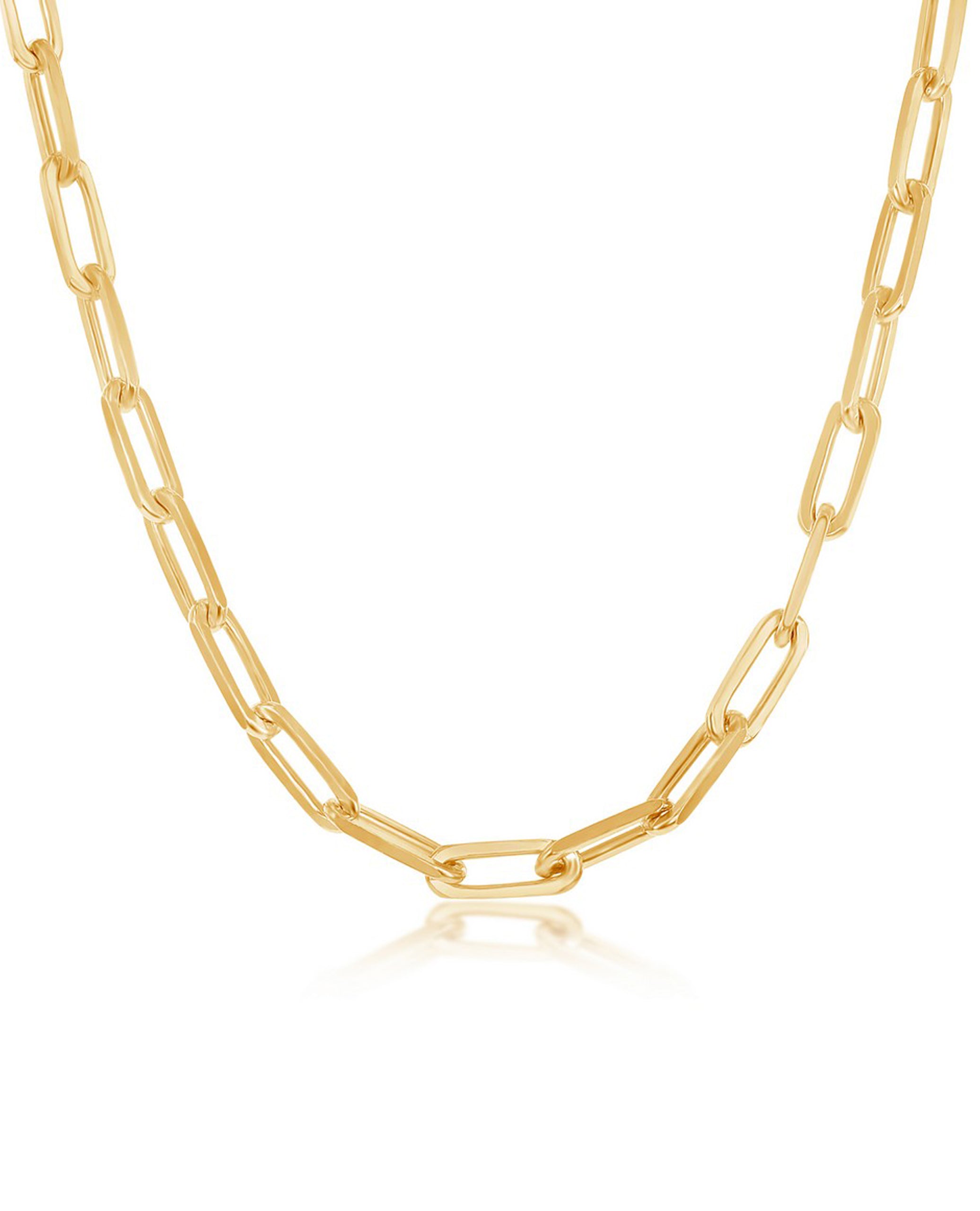 Sterling Silver 5.5mm Paperclip Chain Gold Plated- 16 inches