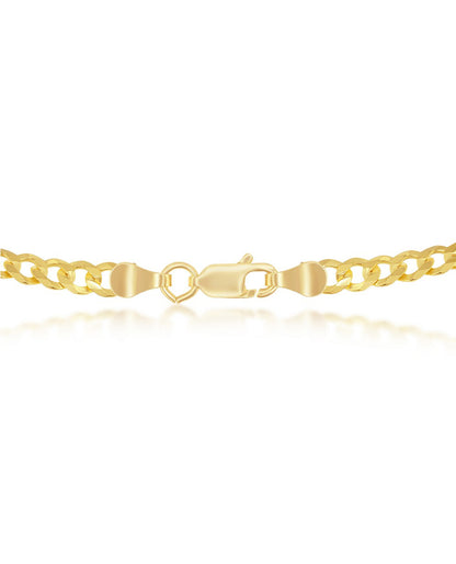 Sterling Silver & Yellow Gold Plated 4.5mm Wide Cuban Chain- 22 inches