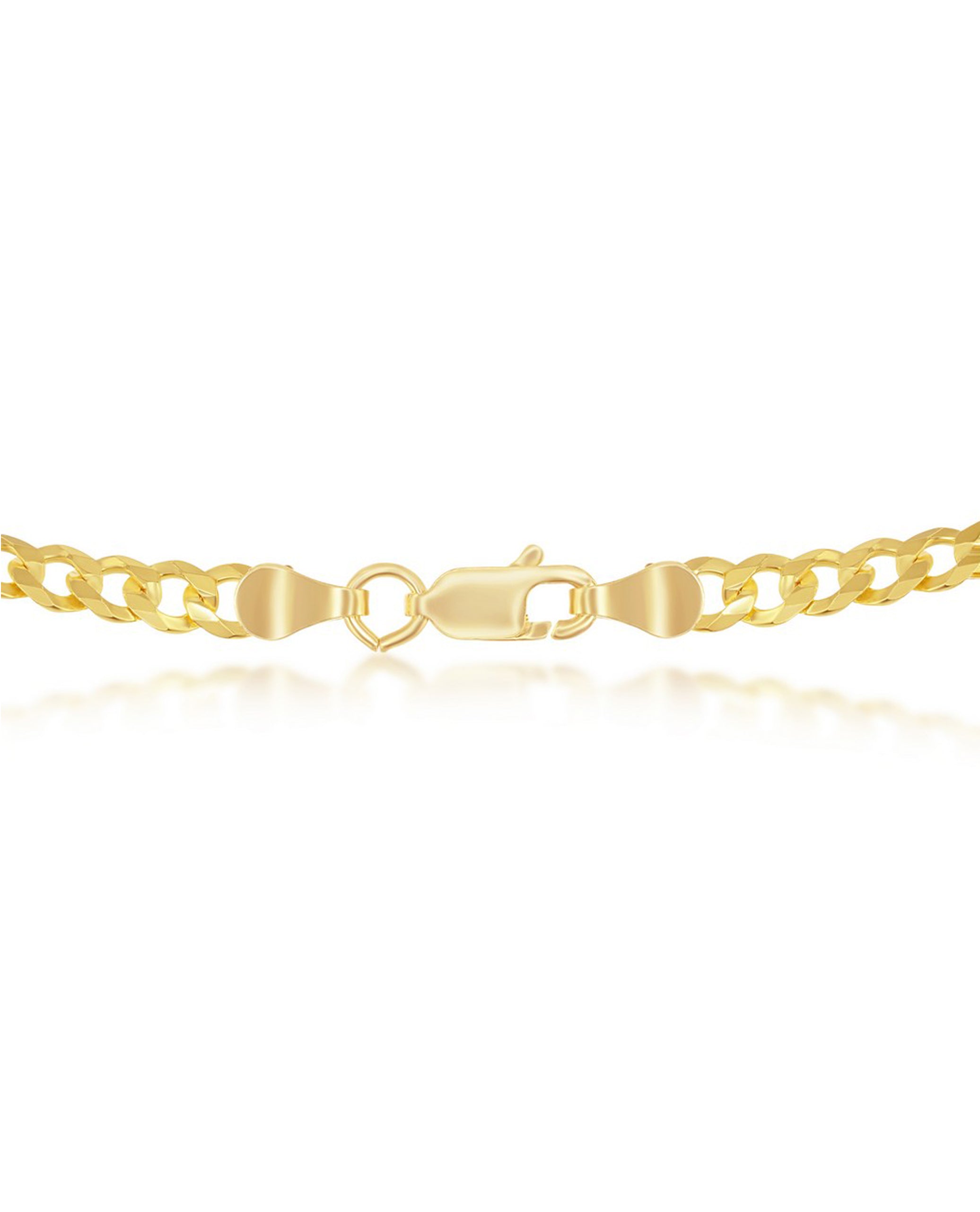 Sterling Silver & Yellow Gold Plated 4.5mm Wide Cuban Chain- 22 inches