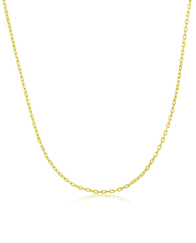 Sterling Silver & Yellow Gold Plated 0.80mm Wide Cable Chain Necklace Freely Adjustable 16 to 18 Inches