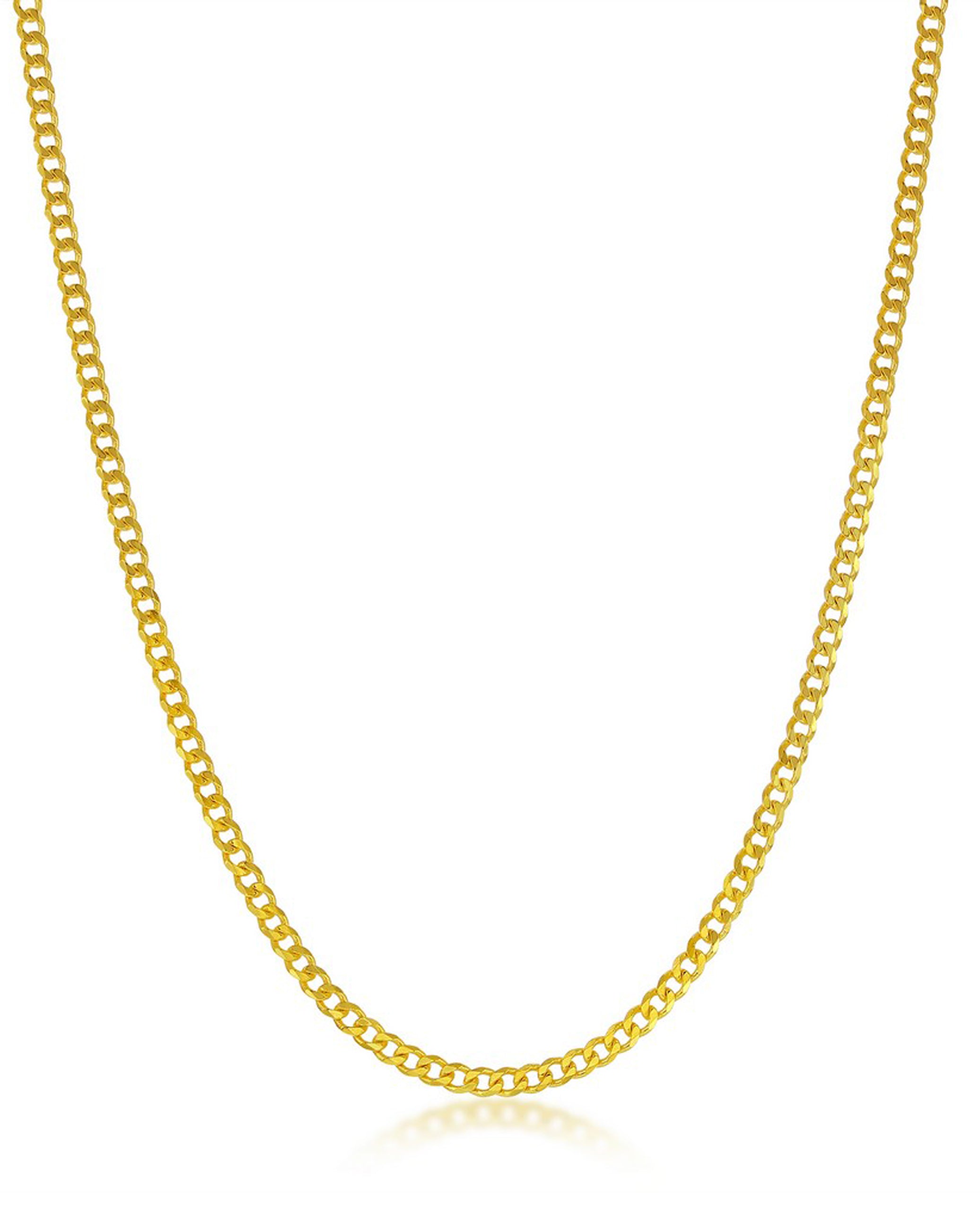 Sterling Silver 2mm Curb Chain with Yellow Gold Plating 16 Inches