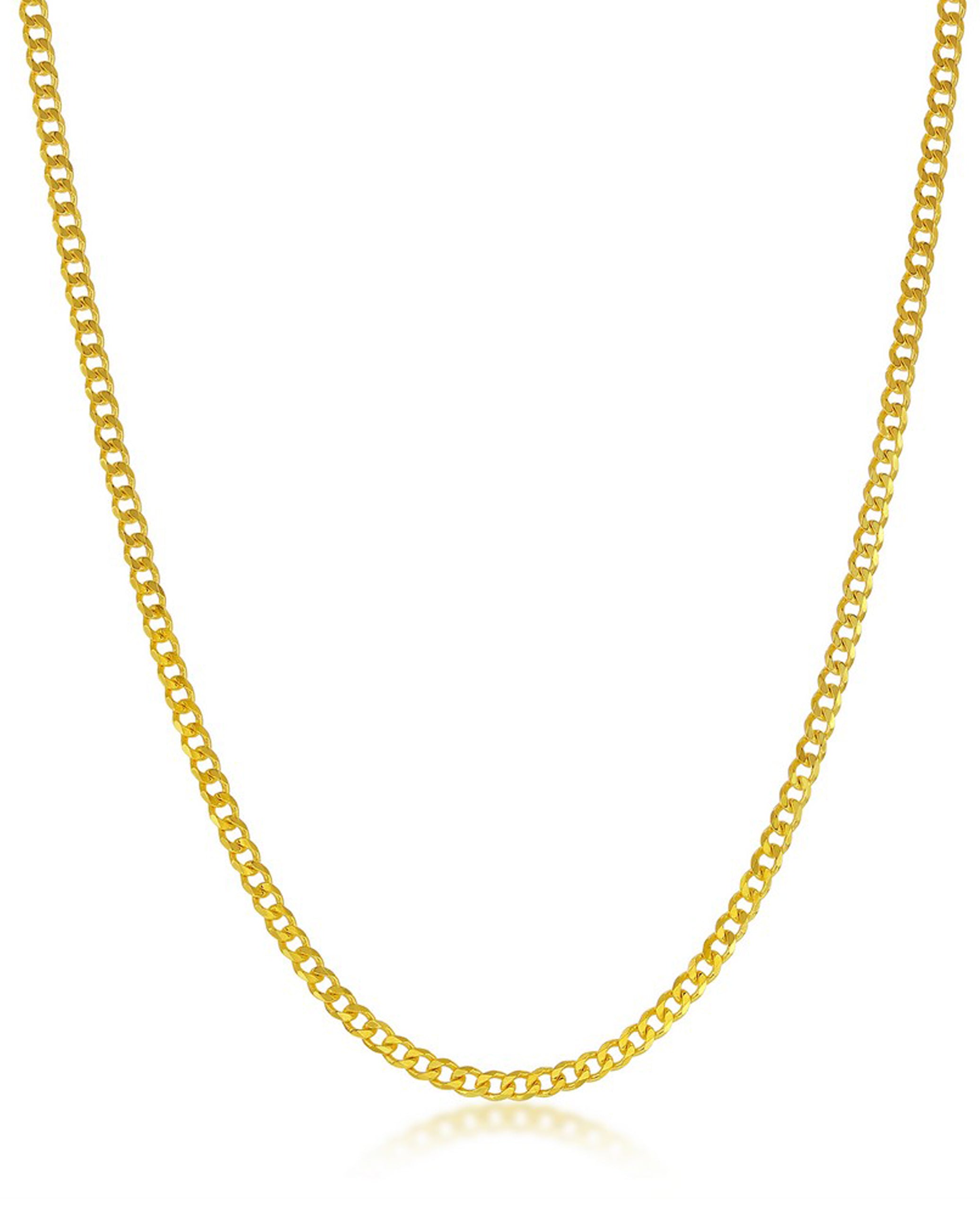 Sterling Silver & Yellow Gold Plated 2mm Wide Curb Chain- 20 inches