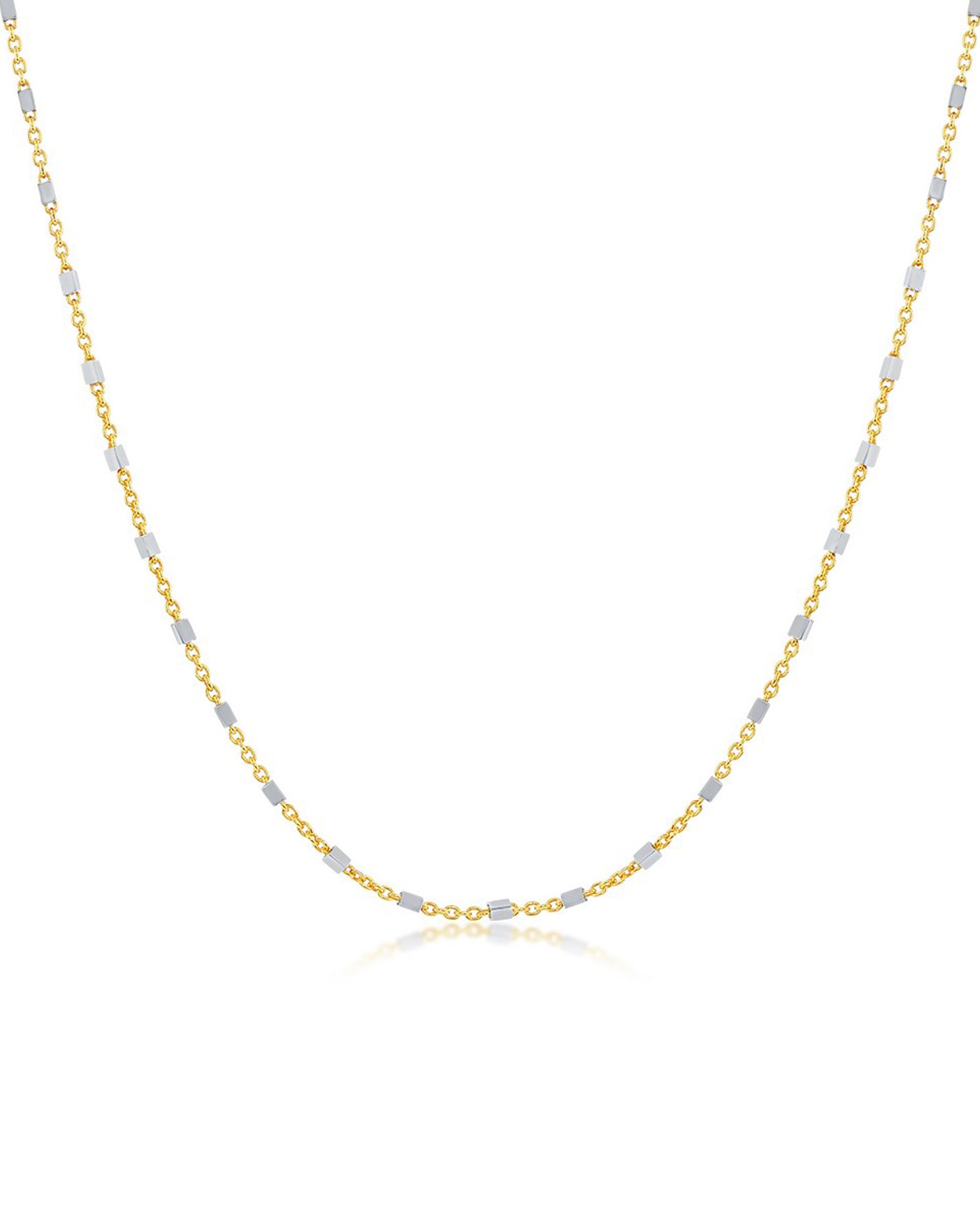 Sterling Silver Two Toned Square Beeds Chain