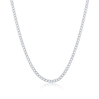 Sterling Silver Curb Chain, Rhodium Plated, 22 inches