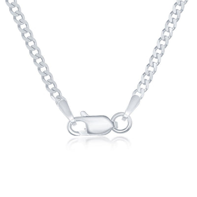 Sterling Silver Curb Chain, Rhodium Plated, 22 inches