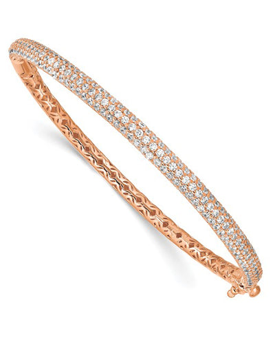 Sterling Silver Rose-Gold Plated CZ Bangle Bracelet
