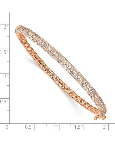 Sterling Silver Rose-Gold Plated CZ Bangle Bracelet