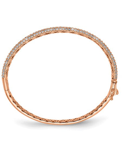 Sterling Silver Rose-Gold Plated CZ Bangle Bracelet
