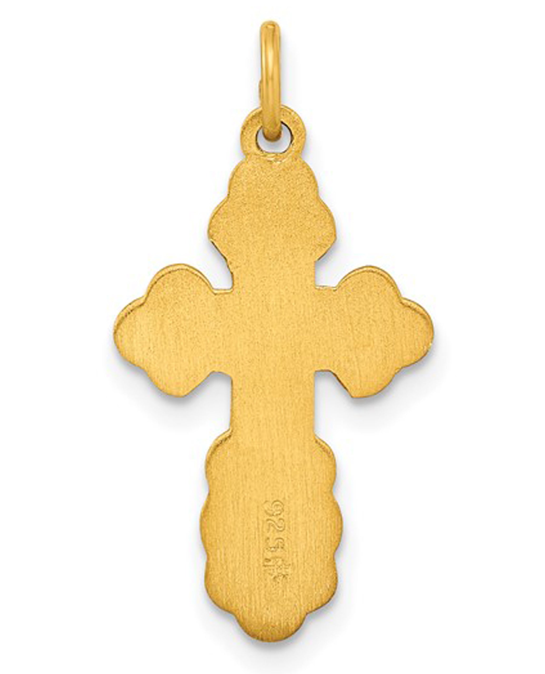 Sterling Silver Gold-Tone Solid Miraculous Symbols Cross Pendant