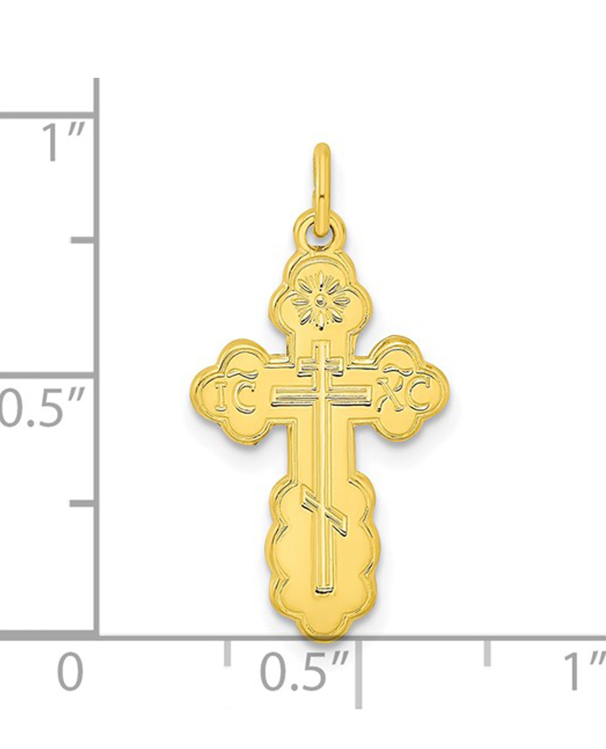 Sterling Silver Gold-Tone Solid Miraculous Symbols Cross Pendant