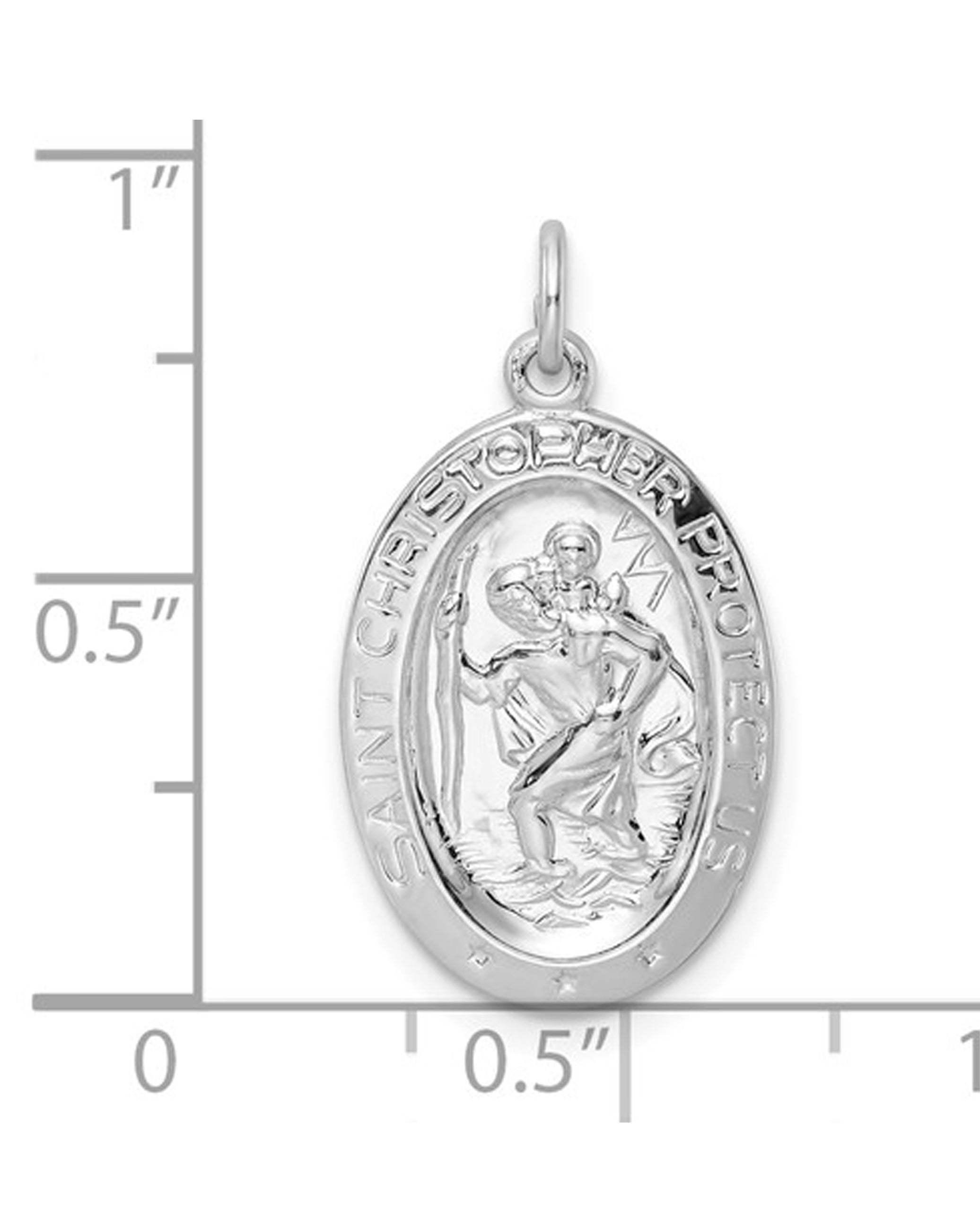 Sterling Silver Oval Saint Christopher Charm
