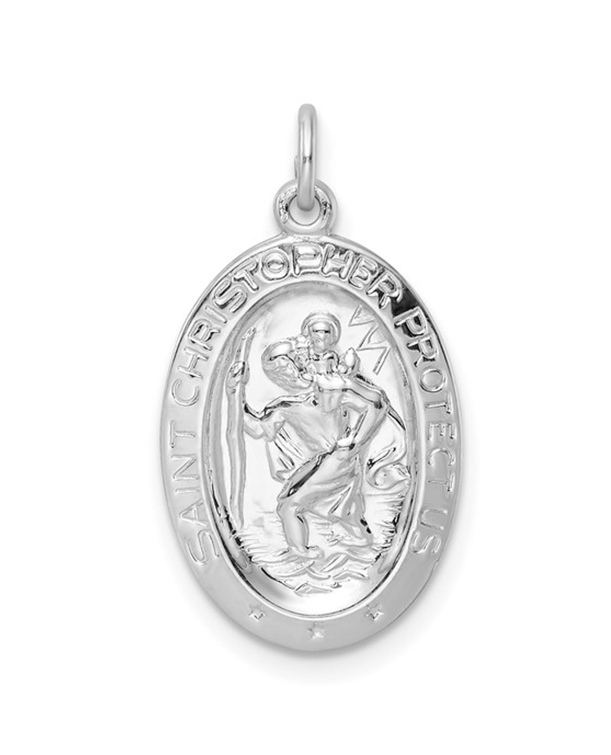Sterling Silver Oval Saint Christopher Charm