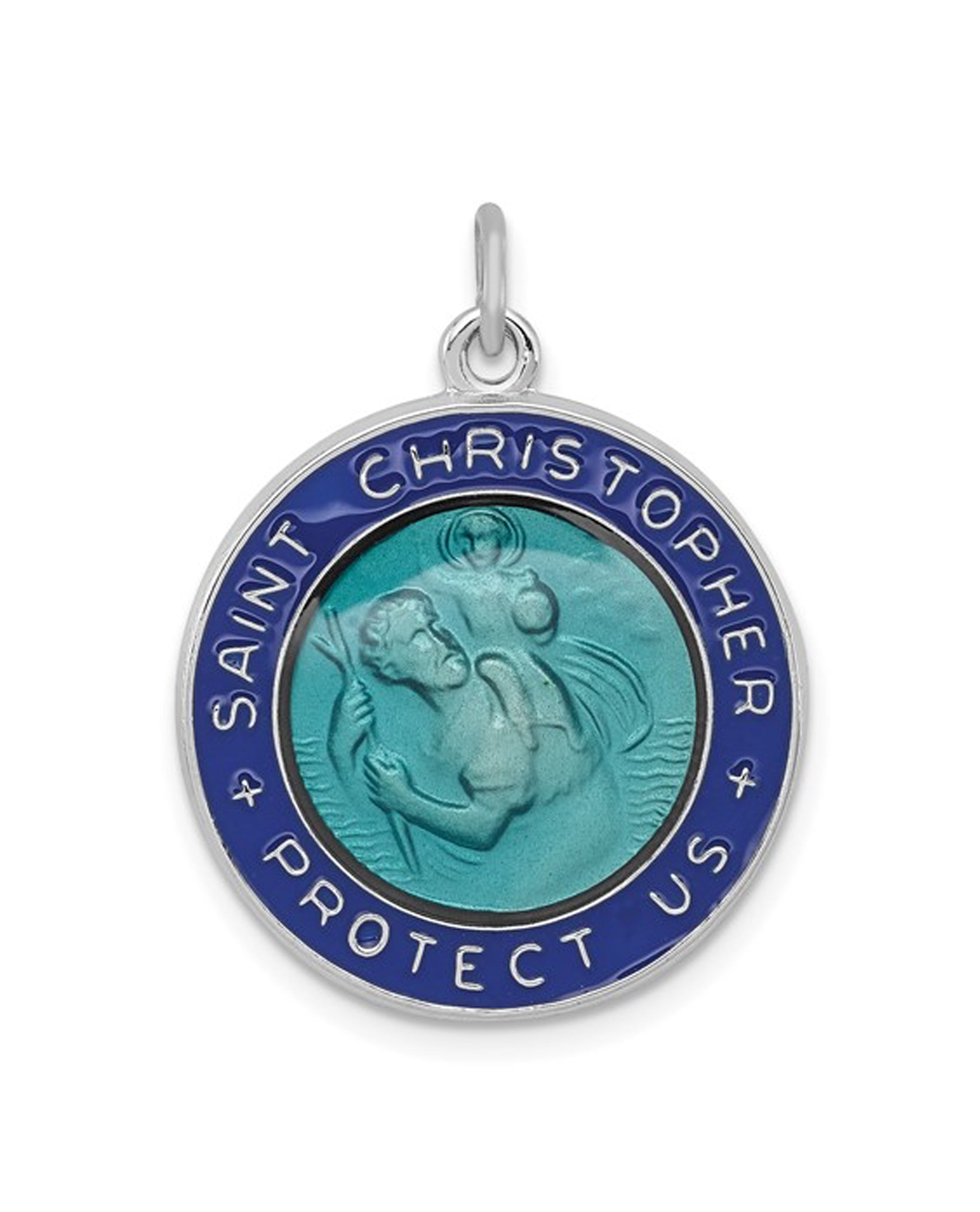 Sterling Silver Saint Christopher Charm with Enamel