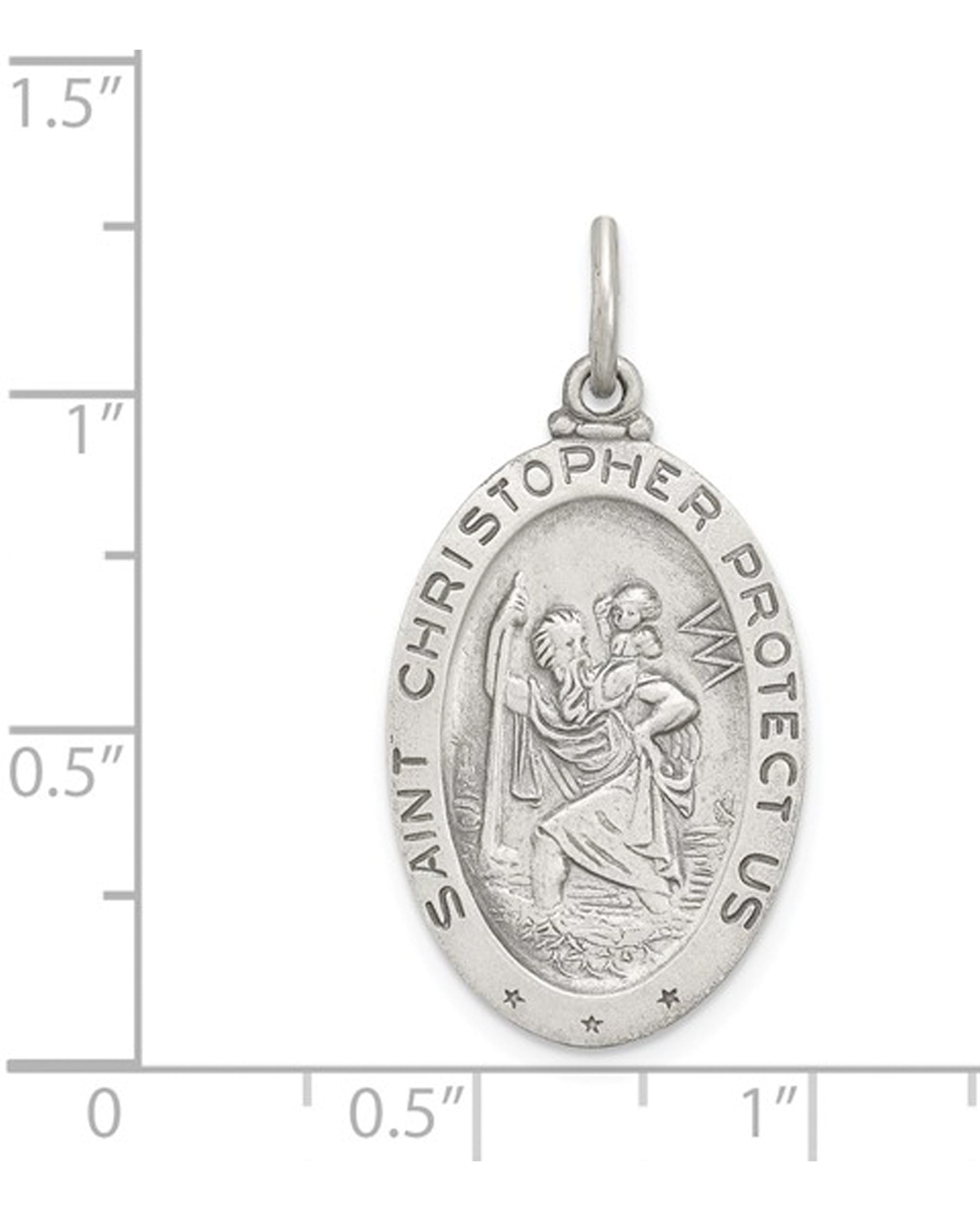 Sterling Silver Antiqued St. Christopher Soccer Medal