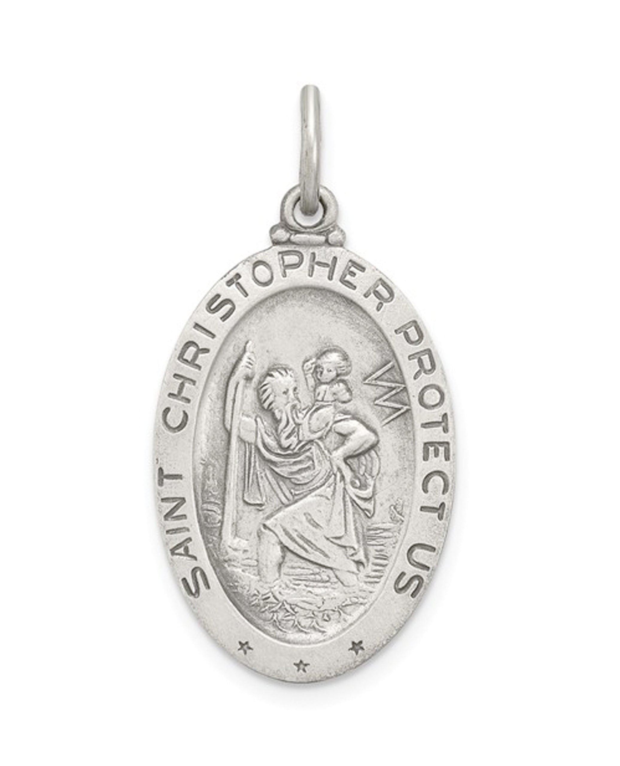 Sterling Silver Antiqueed St. Christopher Soccer Medal