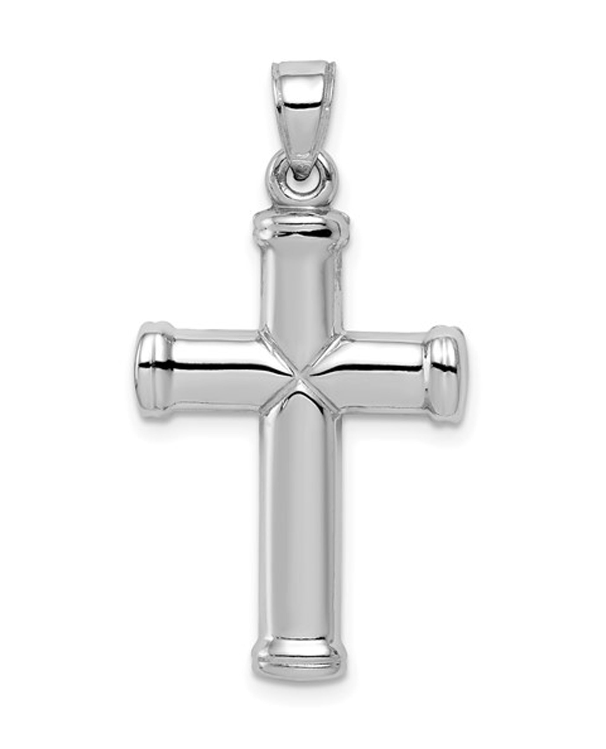 Sterling Silver Rhodium-plated Hollow Reversible Cross Pendant