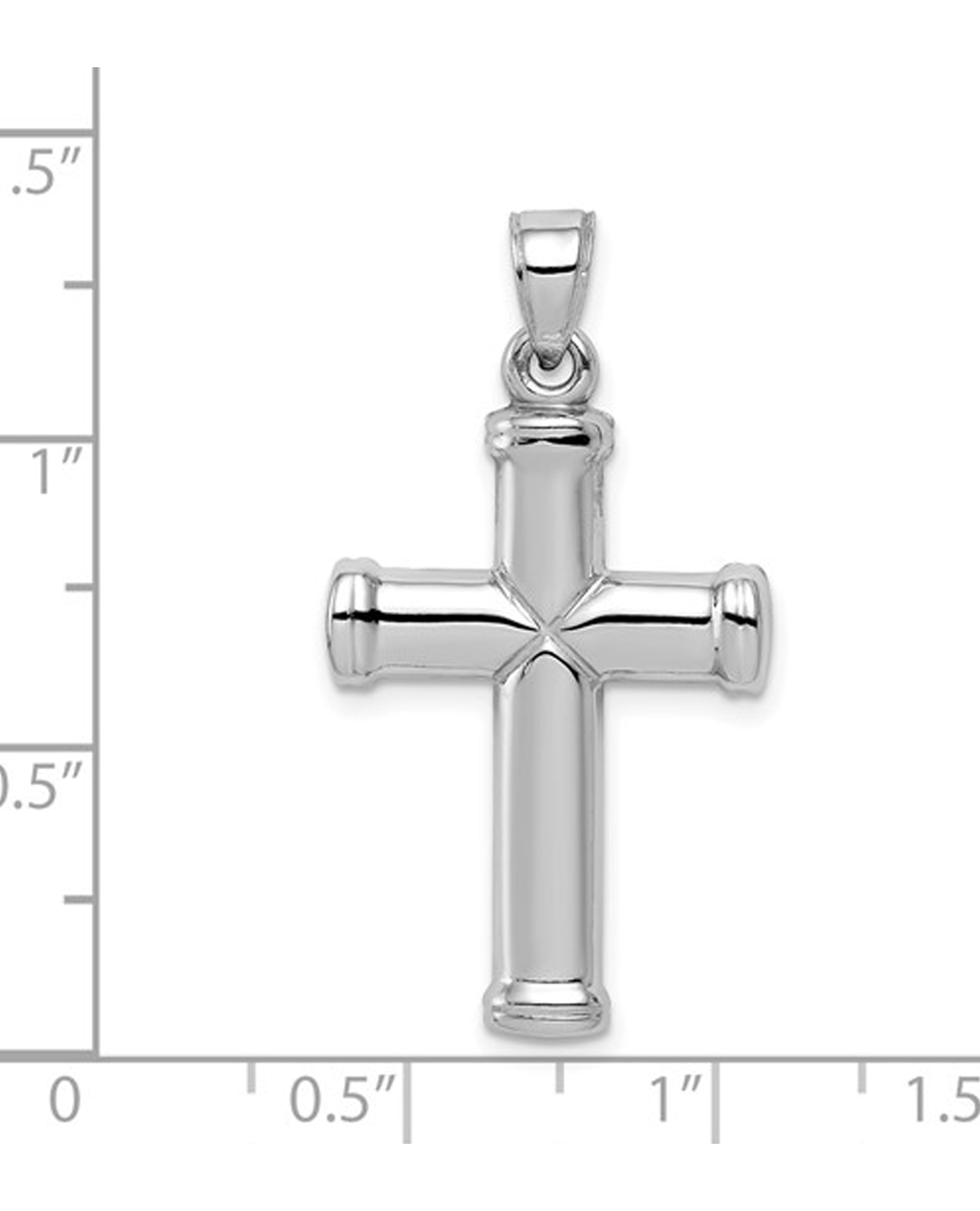 Sterling Silver Rhodium-plated Hollow Reversible Cross Pendant