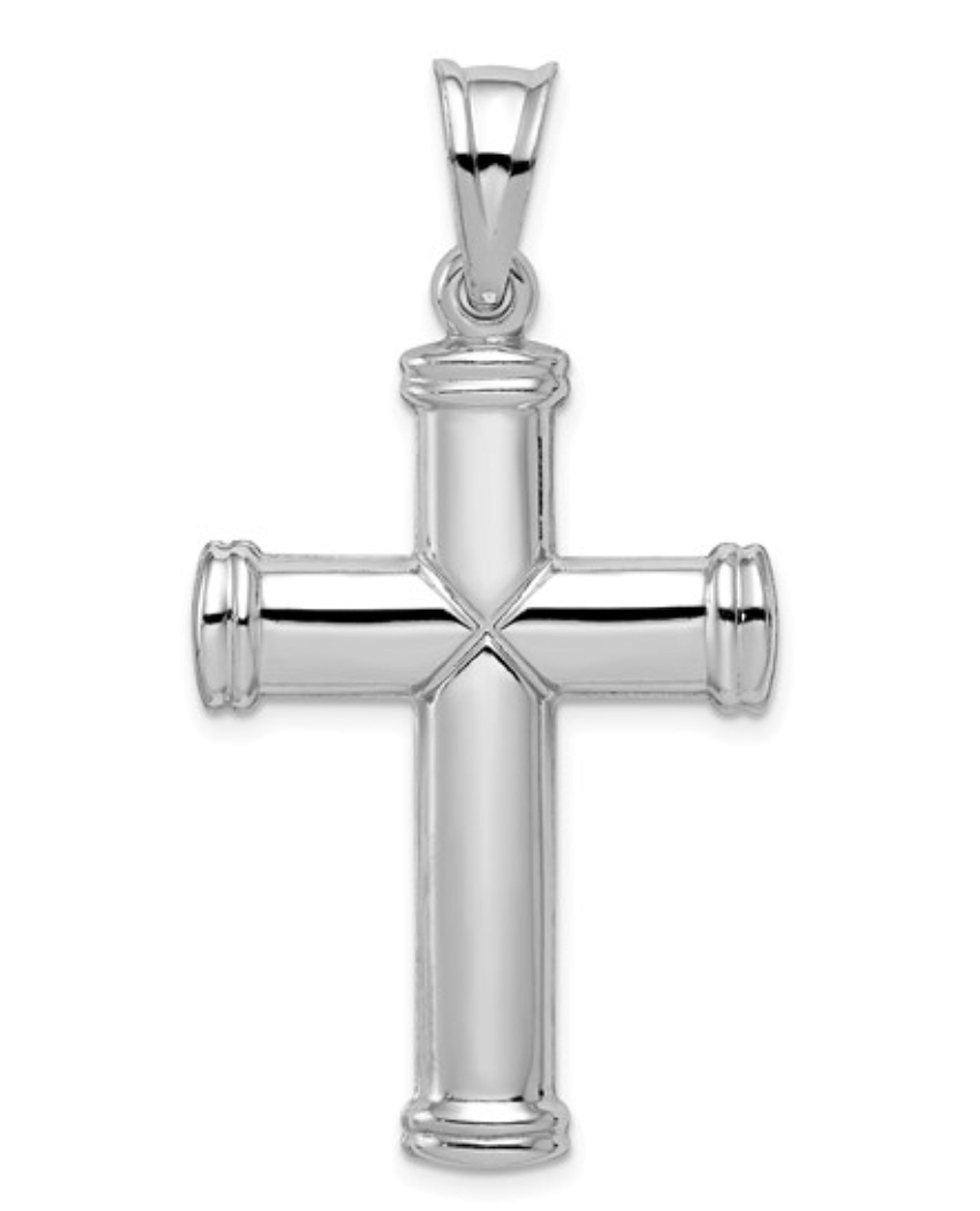 Sterling Silver Rhodium-plated Hollow Reversible Cross Pendant