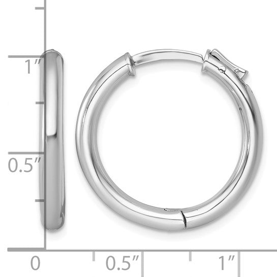 Sterling Silver 3x25mm Hinged Hoop Earrings