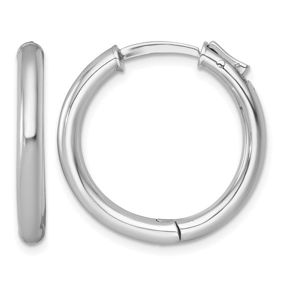 Sterling Silver 3x25mm Hinged Hoop Earrings
