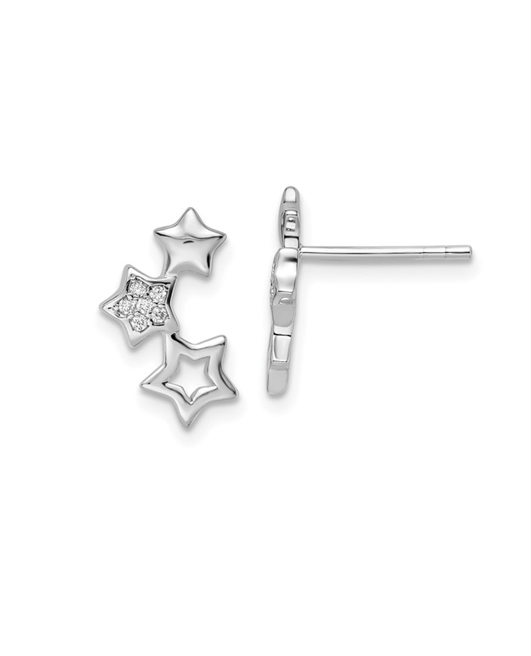 Sterling Silver Star Stud Earrings with Pushbacks